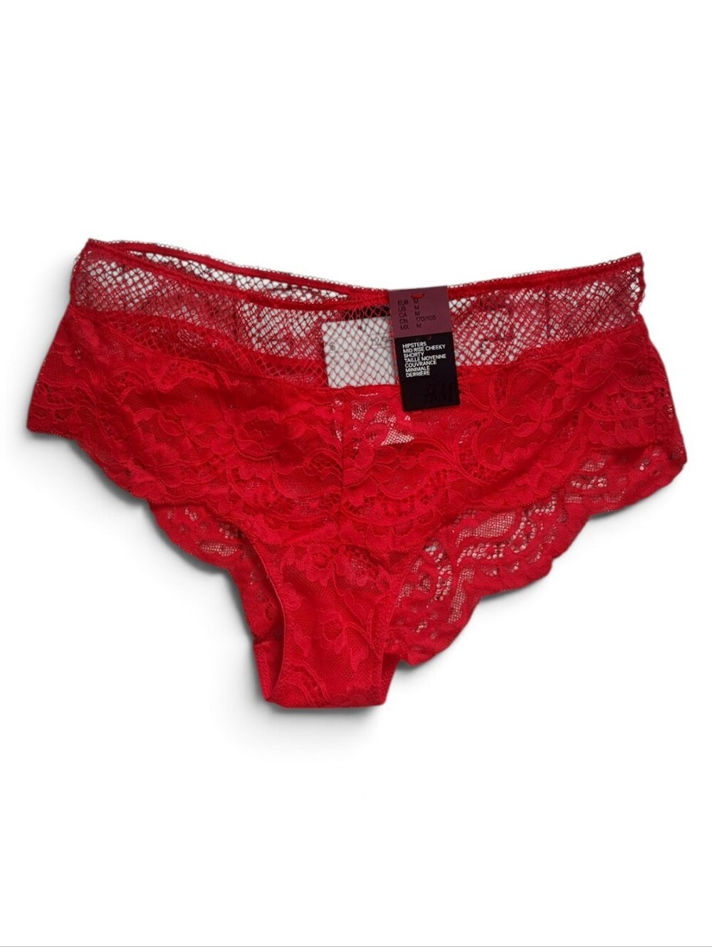NWT H&M Red Floral Lace Hipster Cheeky Panties Sz Medium